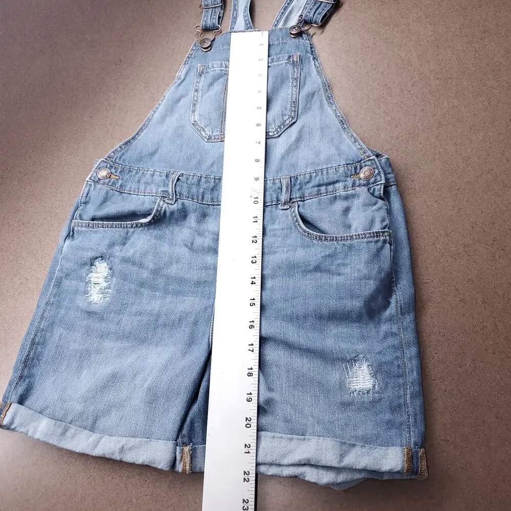 Oshkosh B'gosh Vestbak Overalls Shorts 12/12A Blue Classic Distressed Denim